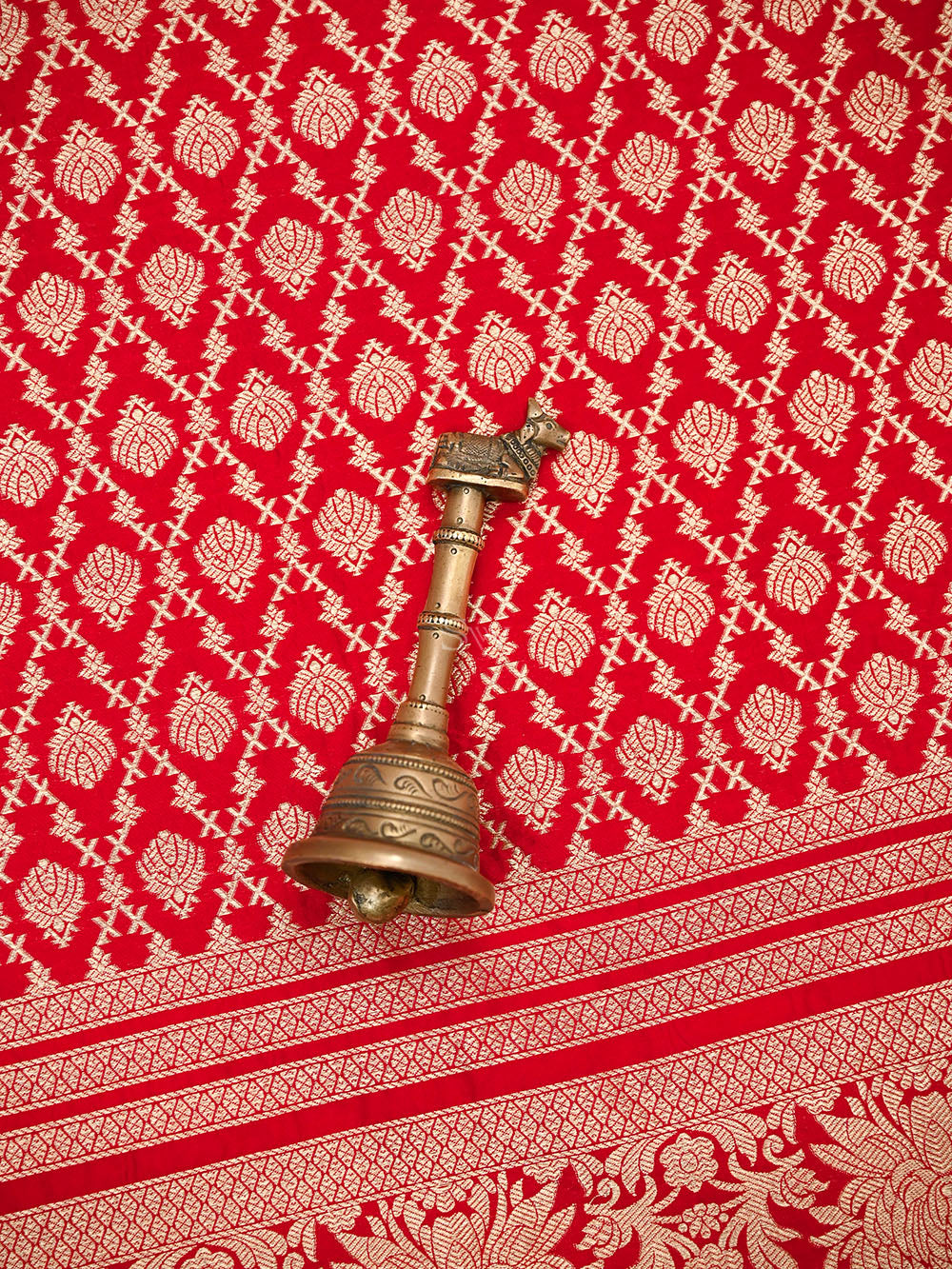 Red Jaal Katan Silk Handloom Banarasi Suit - Sacred Weaves