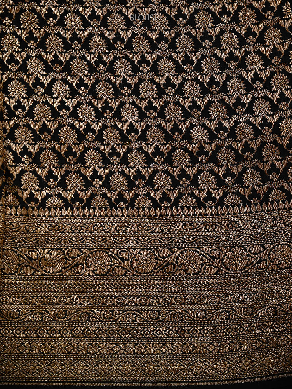 Black Plain Crepe Silk Handloom Banarasi Saree - Sacred Weaves