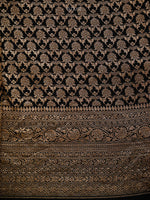 Black Plain Crepe Silk Handloom Banarasi Saree - Sacred Weaves