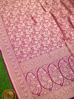 Dark Magenta Silk Brocade Handloom Banarasi Saree - Sacred Weaves