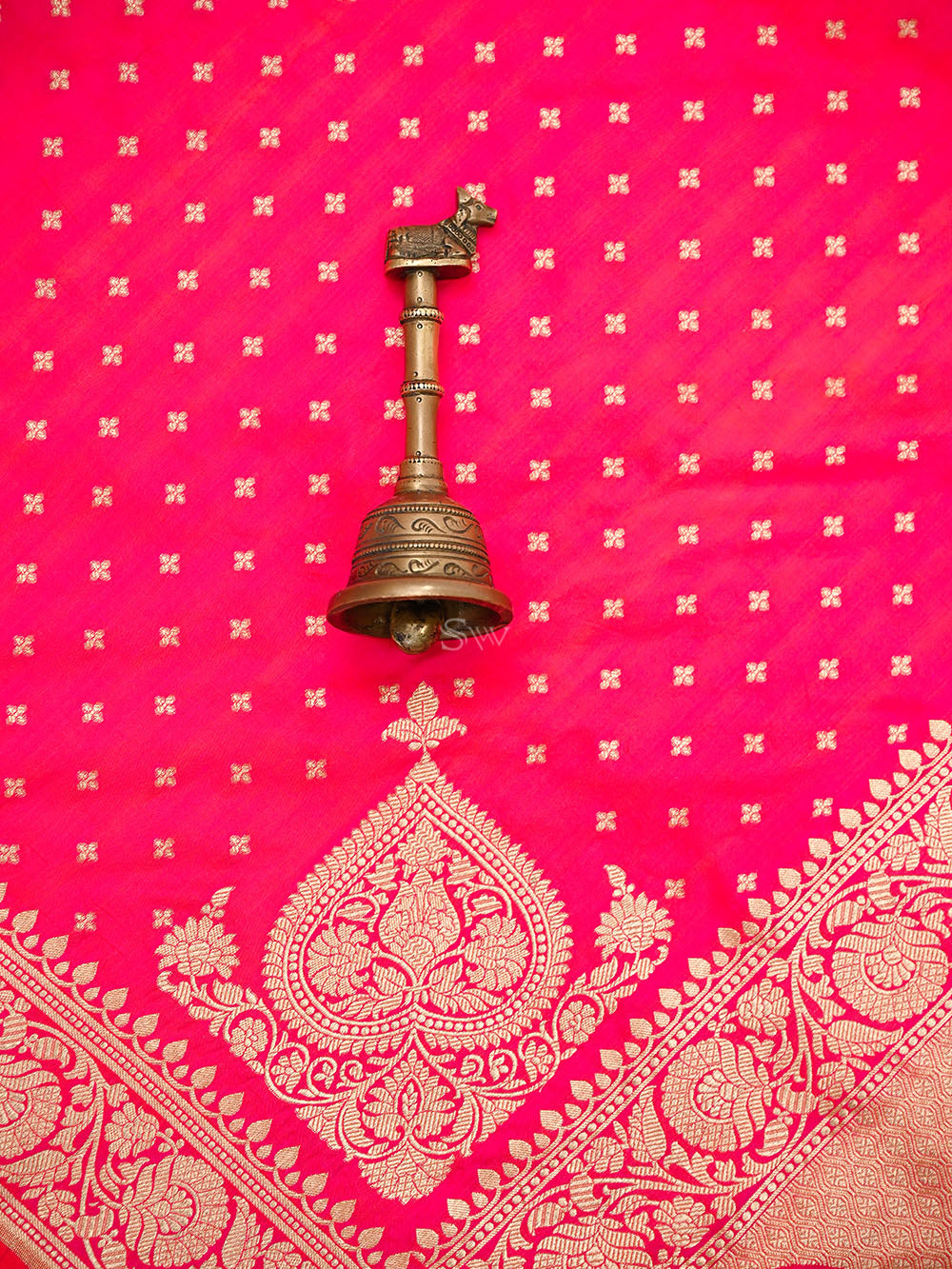Pink Orange Jaal Katan Silk Handloom Banarasi Suit - Sacred Weaves
