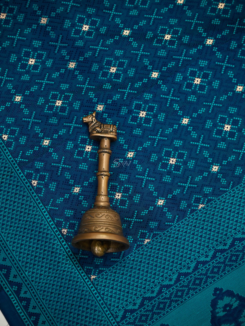 Blue Green Satin Tanchoi Silk Handloom Banarasi Suit - Sacred Weaves