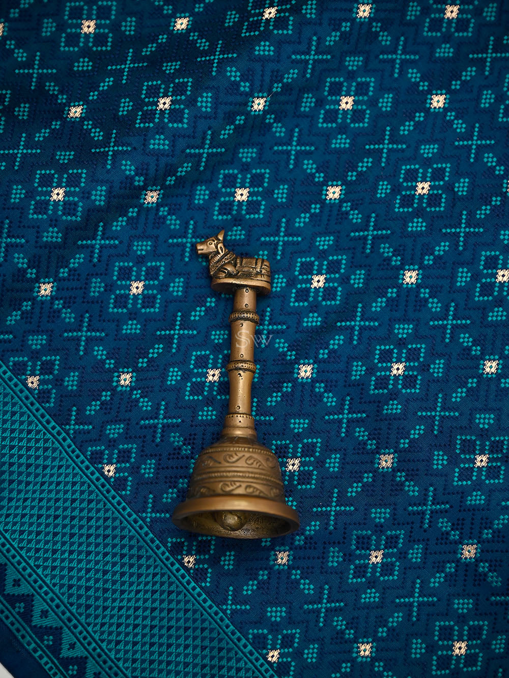 Blue Green Satin Tanchoi Silk Handloom Banarasi Suit - Sacred Weaves