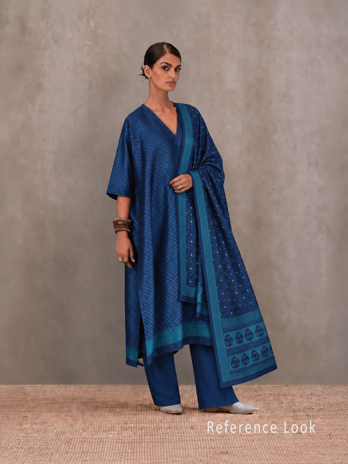 Blue Green Satin Tanchoi Silk Handloom Banarasi Suit - Sacred Weaves