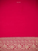Reddish Pink Jaal Khaddi Georgette Handloom Banarasi Saree - Sacred Weaves