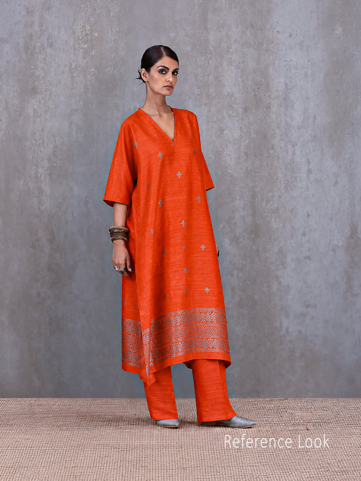 Dark Orange Booti Dupion Silk Handloom Banarasi Suit - Sacred Weaves
