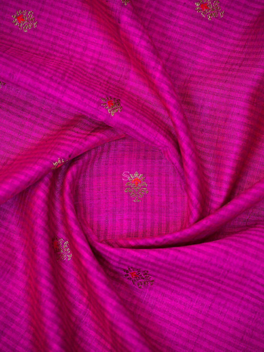 Dark Magenta Booti Dupion Silk Handloom Banarasi Suit - Sacred Weaves