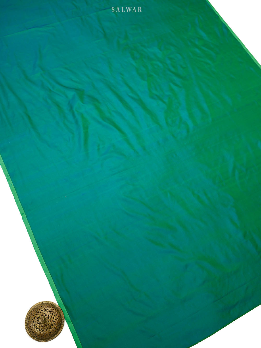 Green Blue Booti Katan Silk Handloom Banarasi Suit - Sacred Weaves
