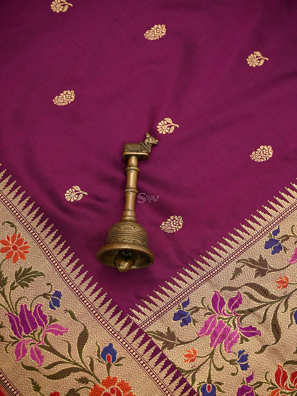 Wine Booti Katan Silk Handloom Banarasi Suit - Sacred Weaves