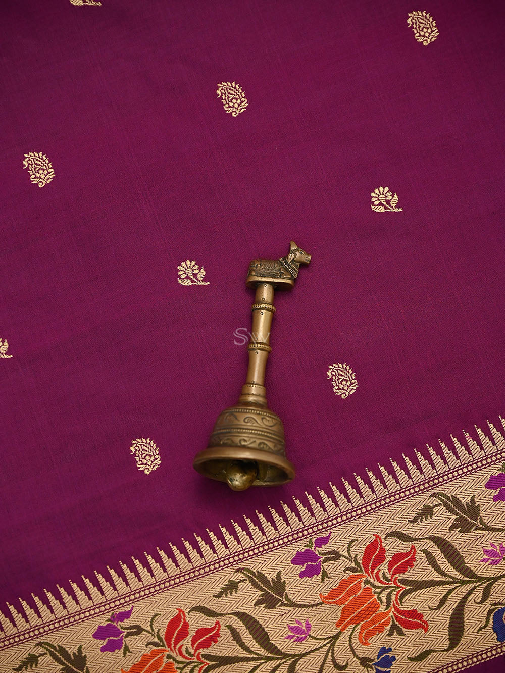 Wine Booti Katan Silk Handloom Banarasi Suit - Sacred Weaves