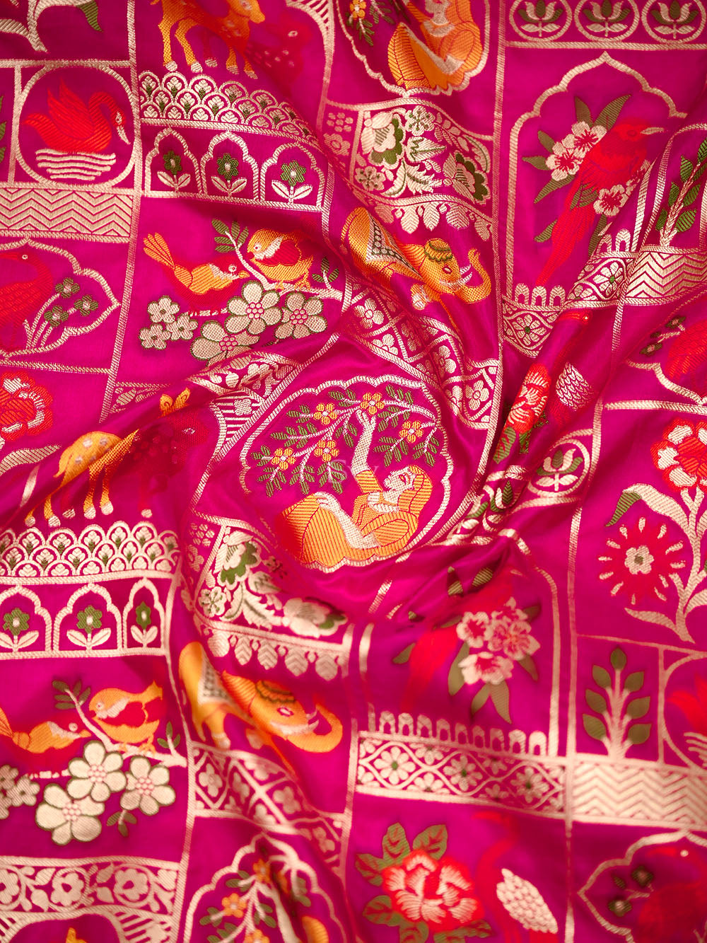 Dark Pink Meenakari Booti Katan Silk Handloom Banarasi Suit - Sacred Weaves