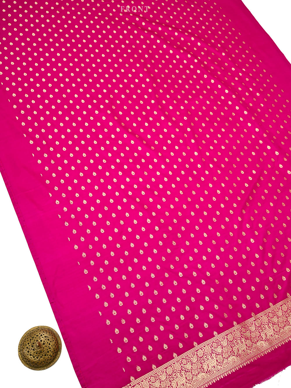 Dark Pink Meenakari Booti Katan Silk Handloom Banarasi Suit - Sacred Weaves