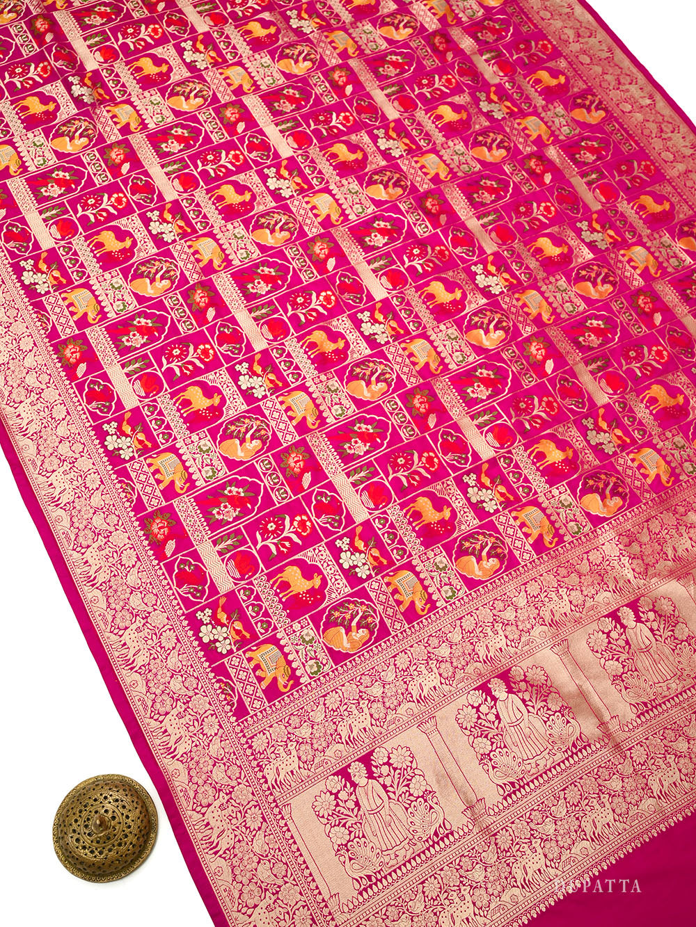 Dark Pink Meenakari Booti Katan Silk Handloom Banarasi Suit - Sacred Weaves