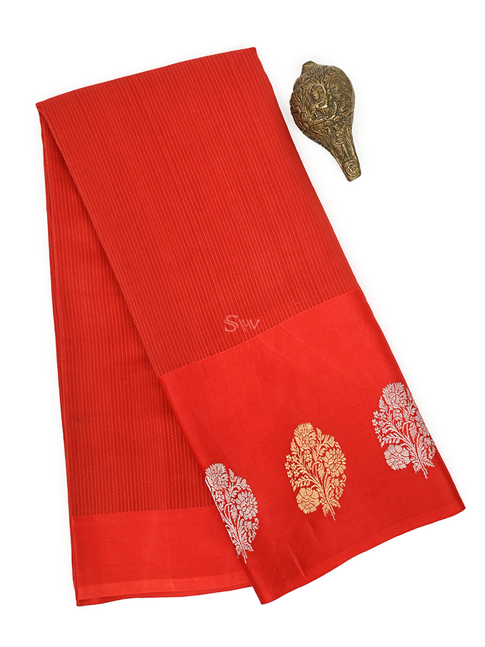 Red Cotton Silk Banarasi Saree - Sacred Weaves