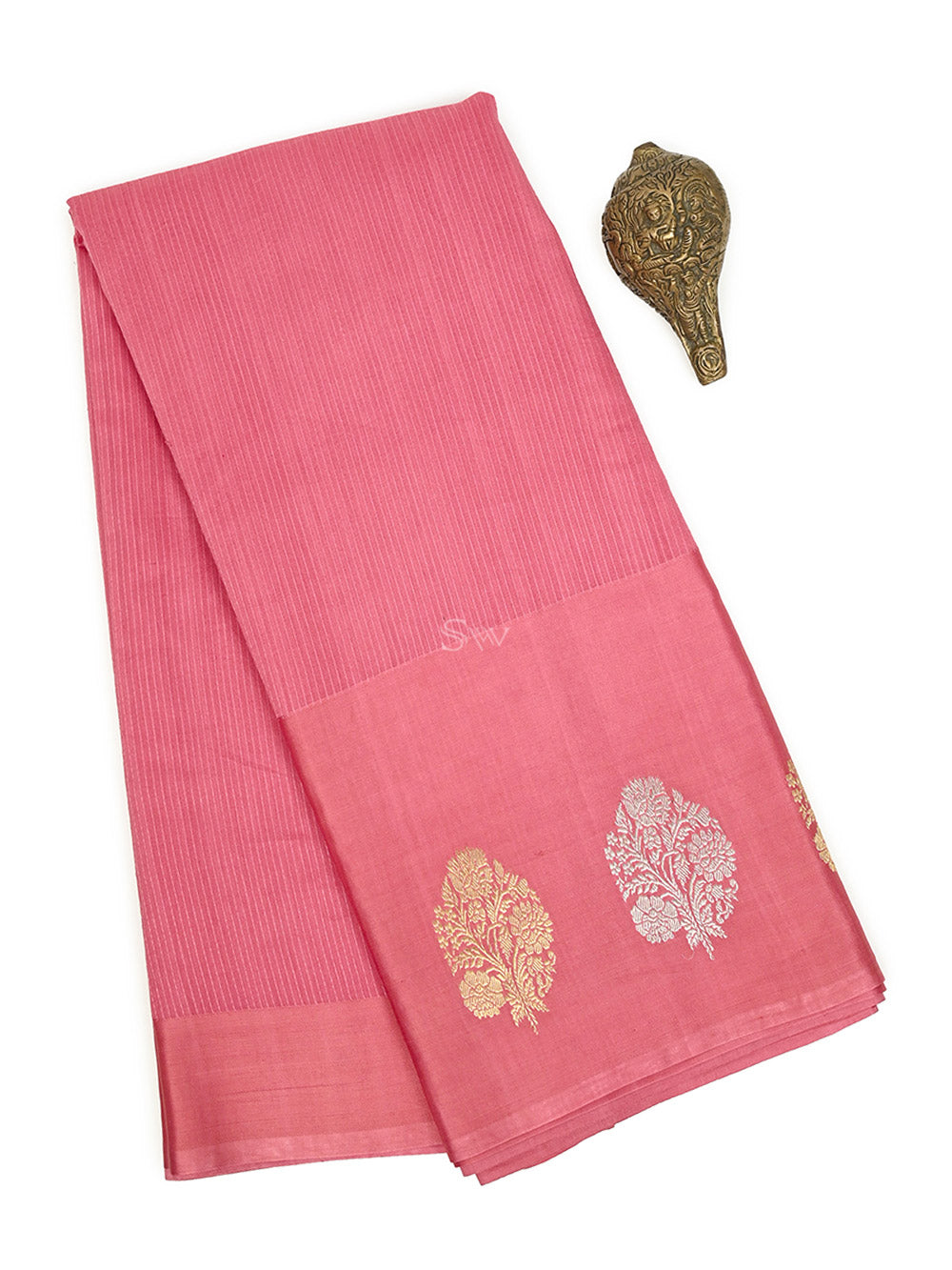 Pastel Pink Cotton Silk Banarasi Saree - Sacred Weaves