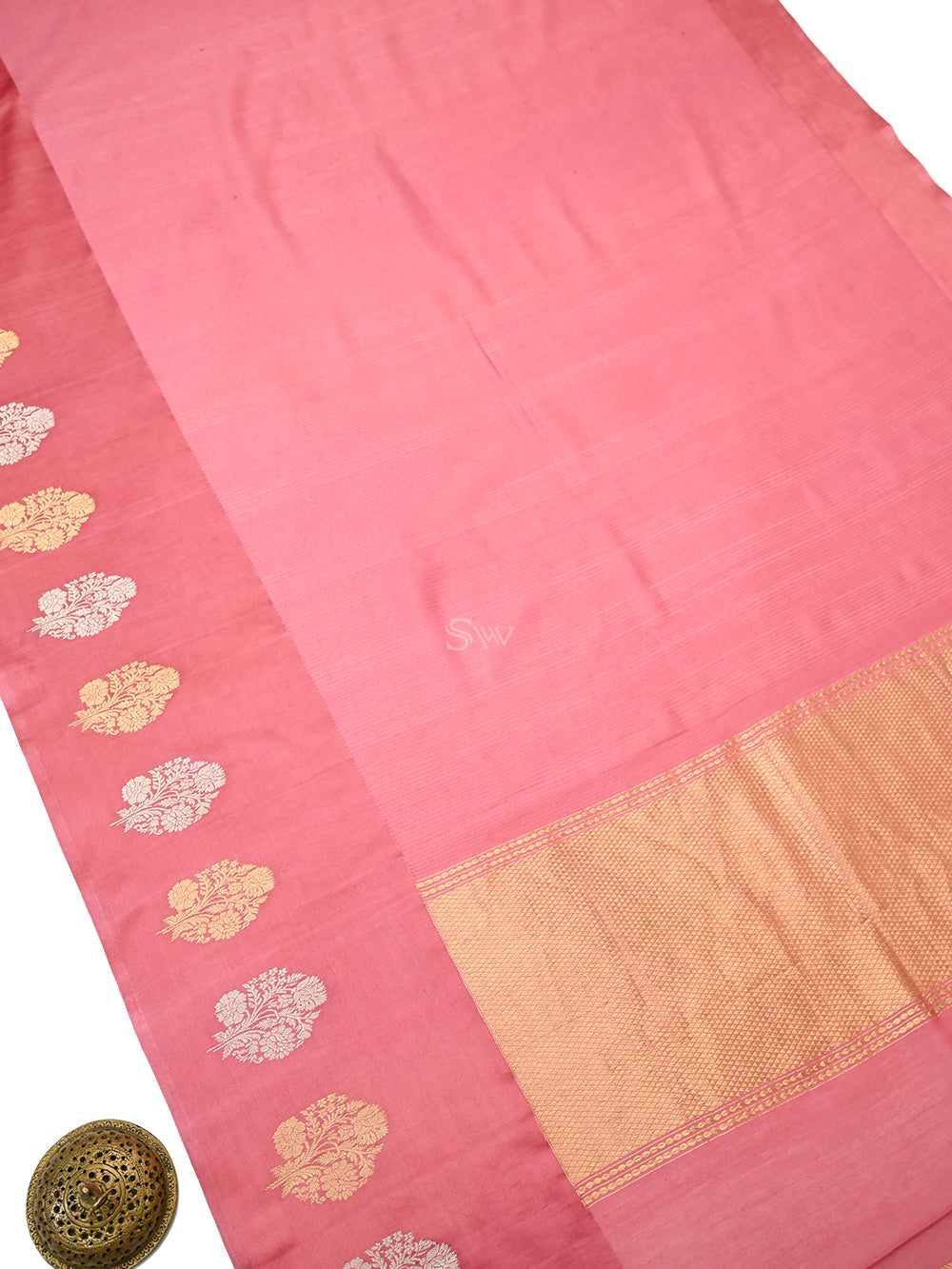 Pastel Pink Cotton Silk Banarasi Saree - Sacred Weaves