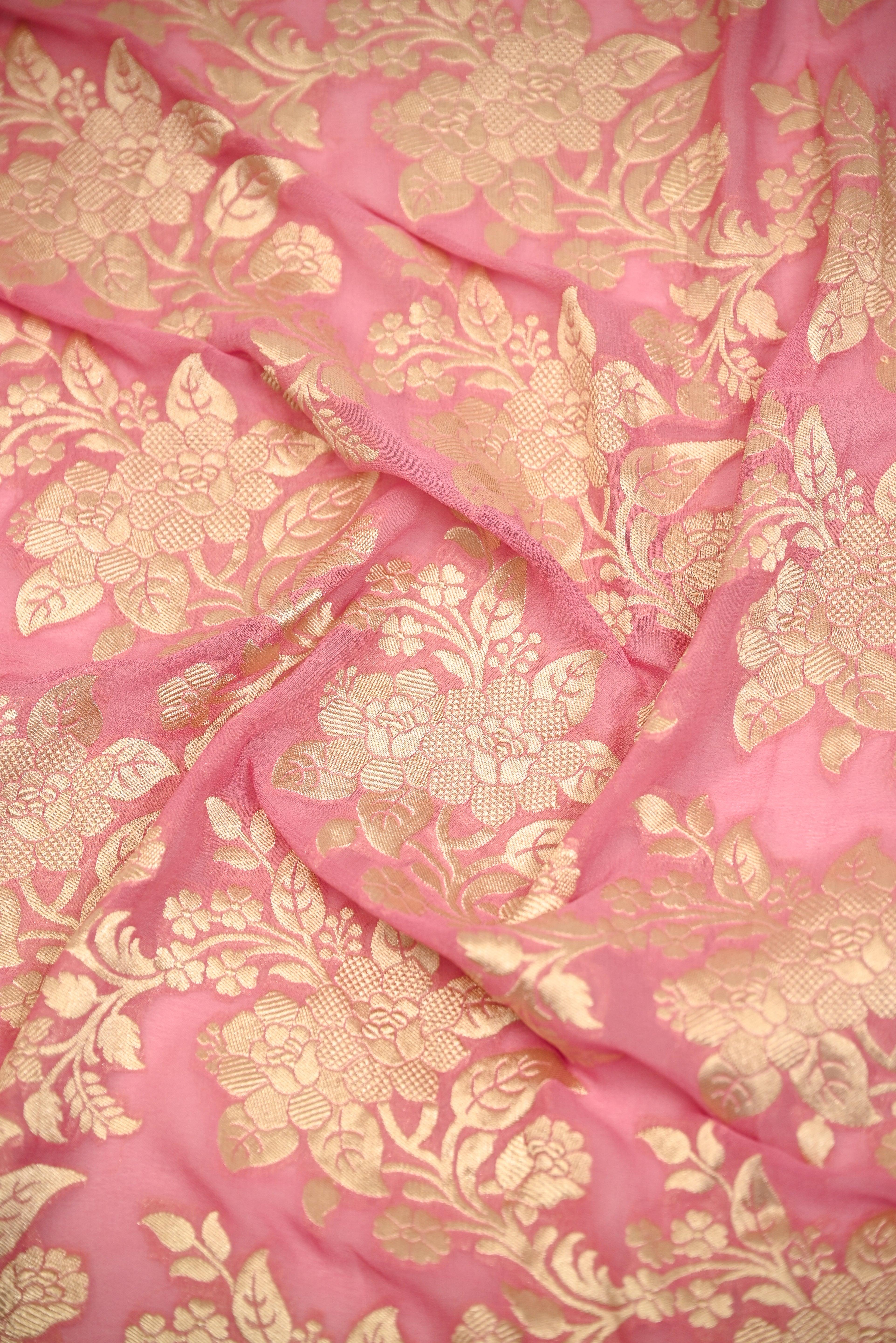 Pink Booti Khaddi Georgette Handloom Banarasi Suit - Sacred Weaves