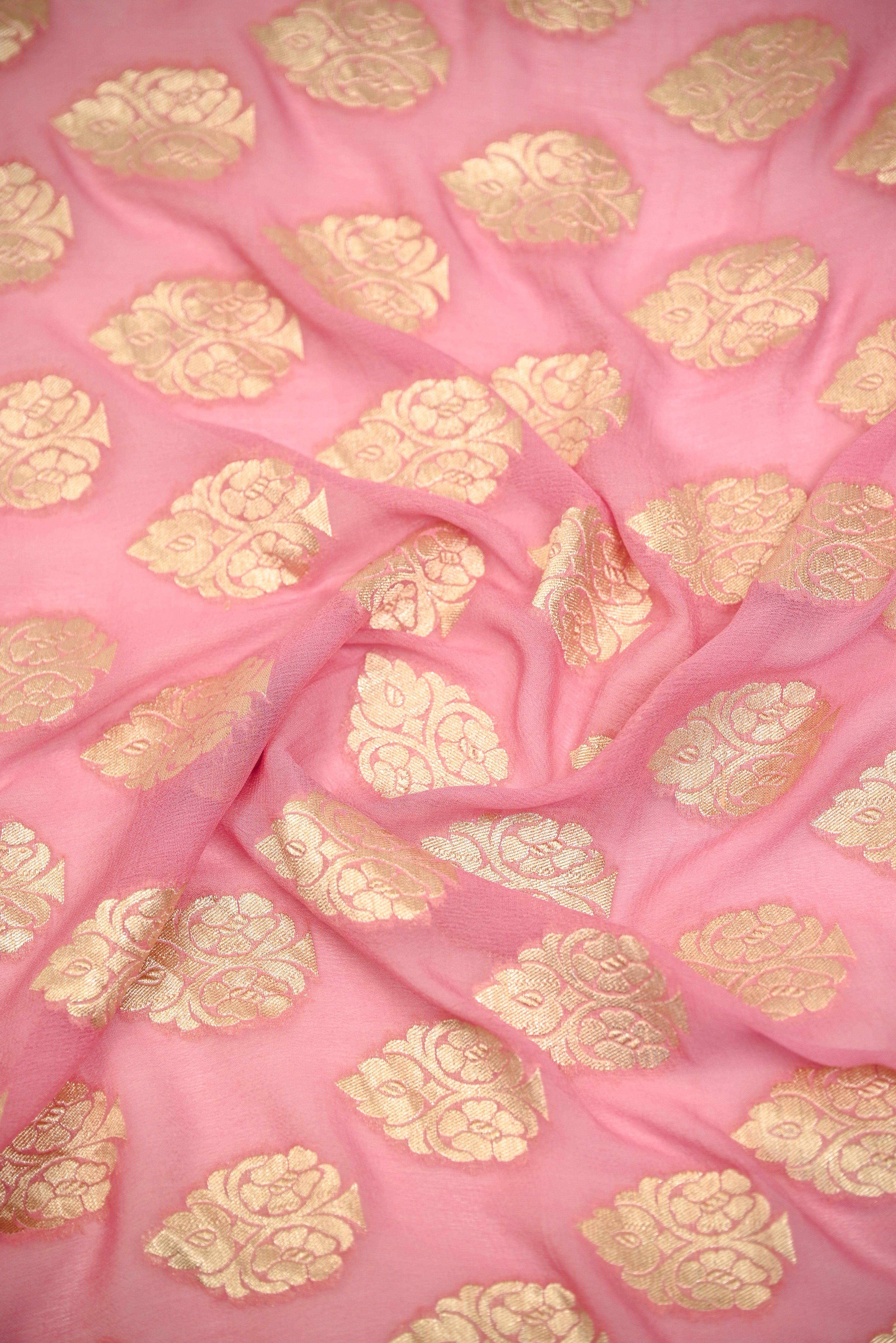 Pink Booti Khaddi Georgette Handloom Banarasi Suit - Sacred Weaves