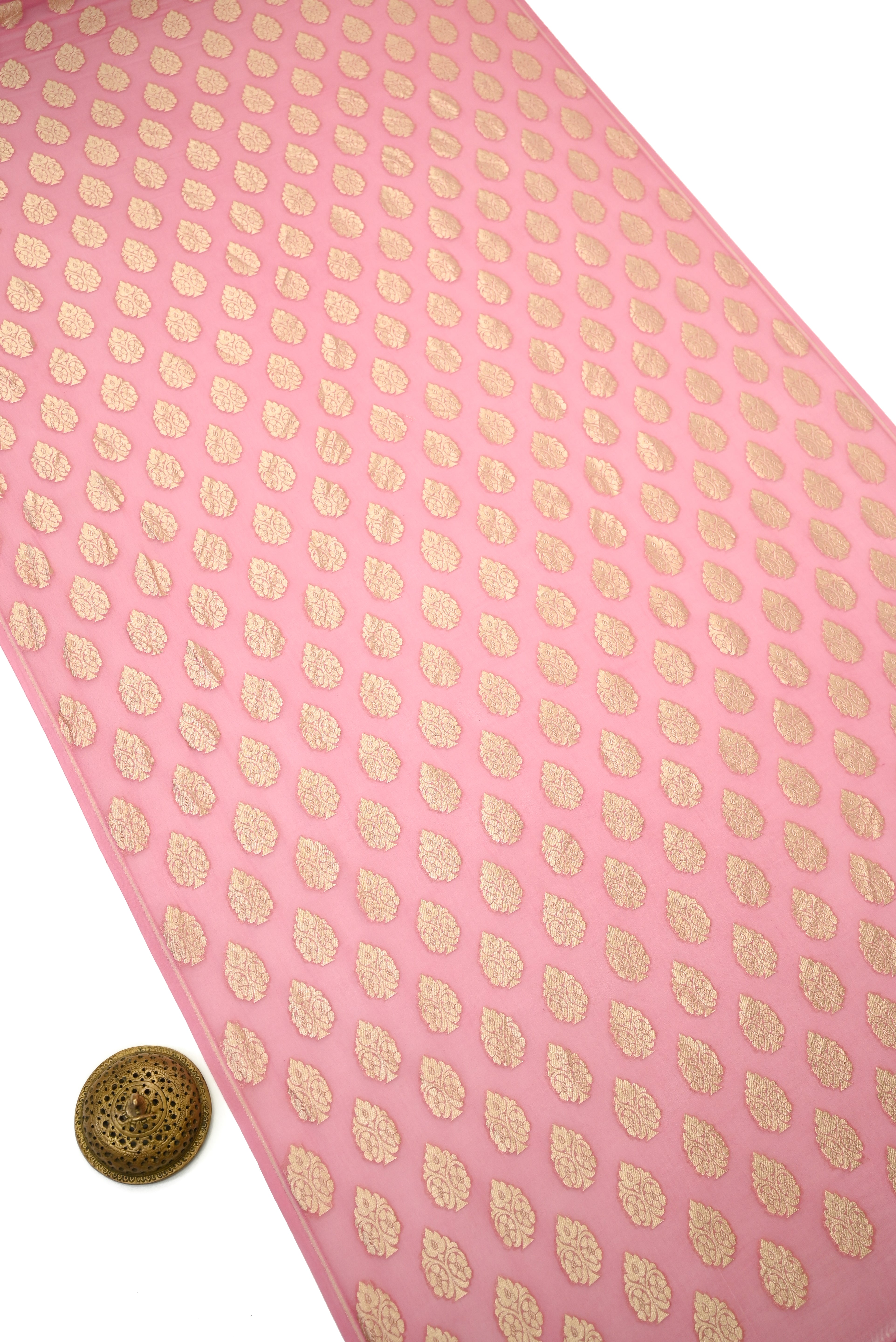 Pink Booti Khaddi Georgette Handloom Banarasi Suit - Sacred Weaves