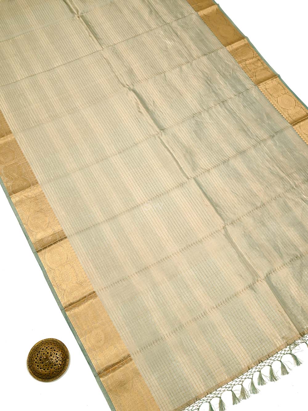 Sea Green Tissue Handloom Banarasi Dupatta - Sacred Weaves
