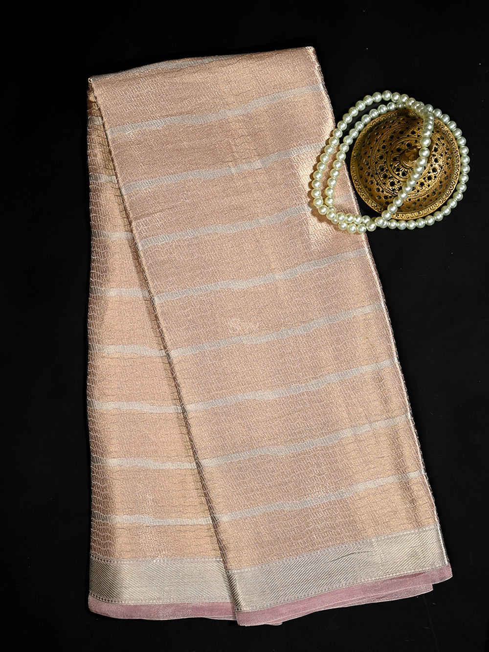 Pastel Pink Brocade Tissue Handloom Banarasi Dupatta - Sacred Weaves