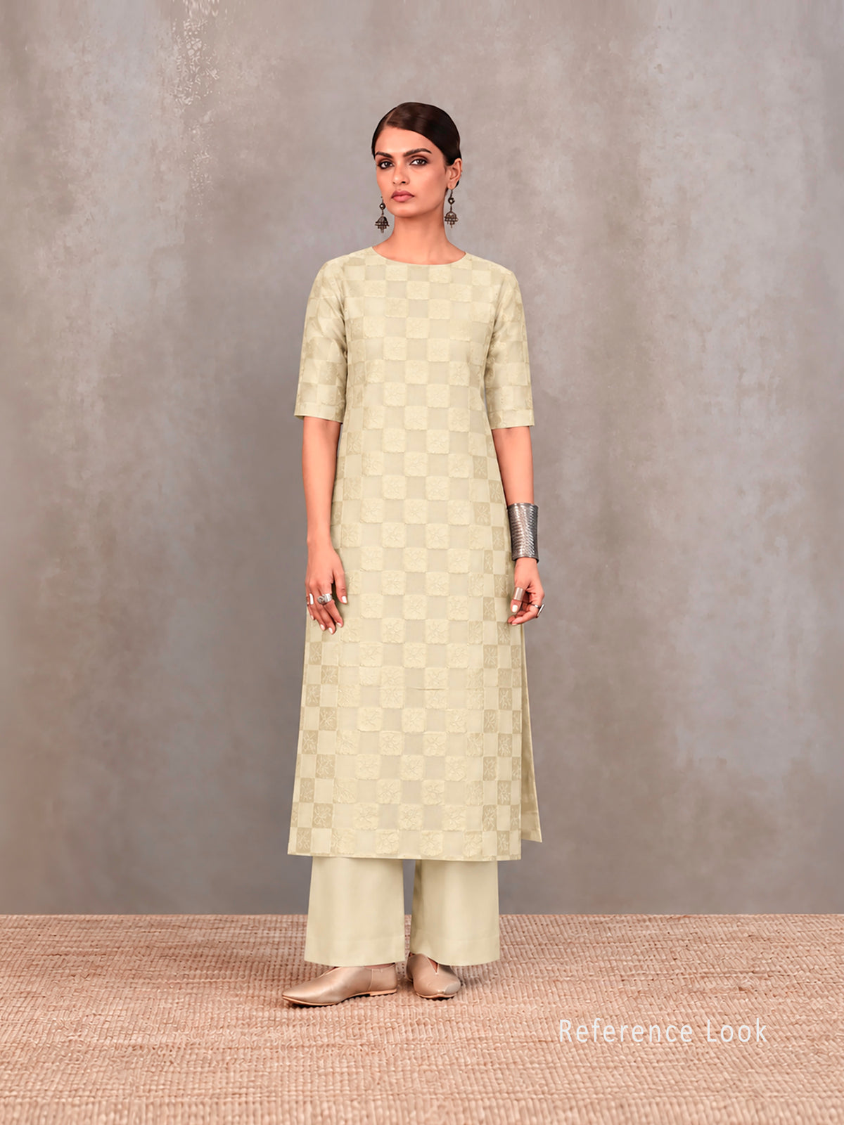 Cream Booti Khaddi Georgette Handloom Banarasi Suit - Sacred Weaves
