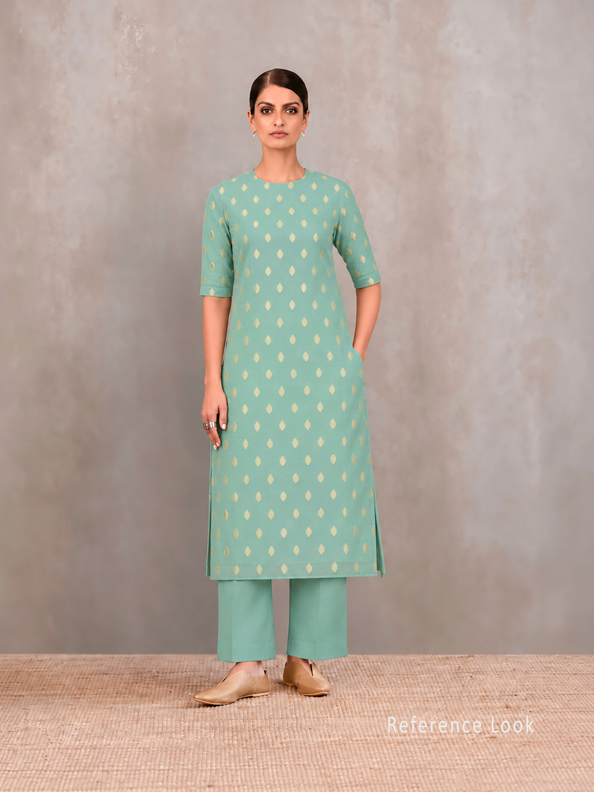 Sea Green Booti Khaddi Georgette Handloom Banarasi Suit - Sacred Weaves