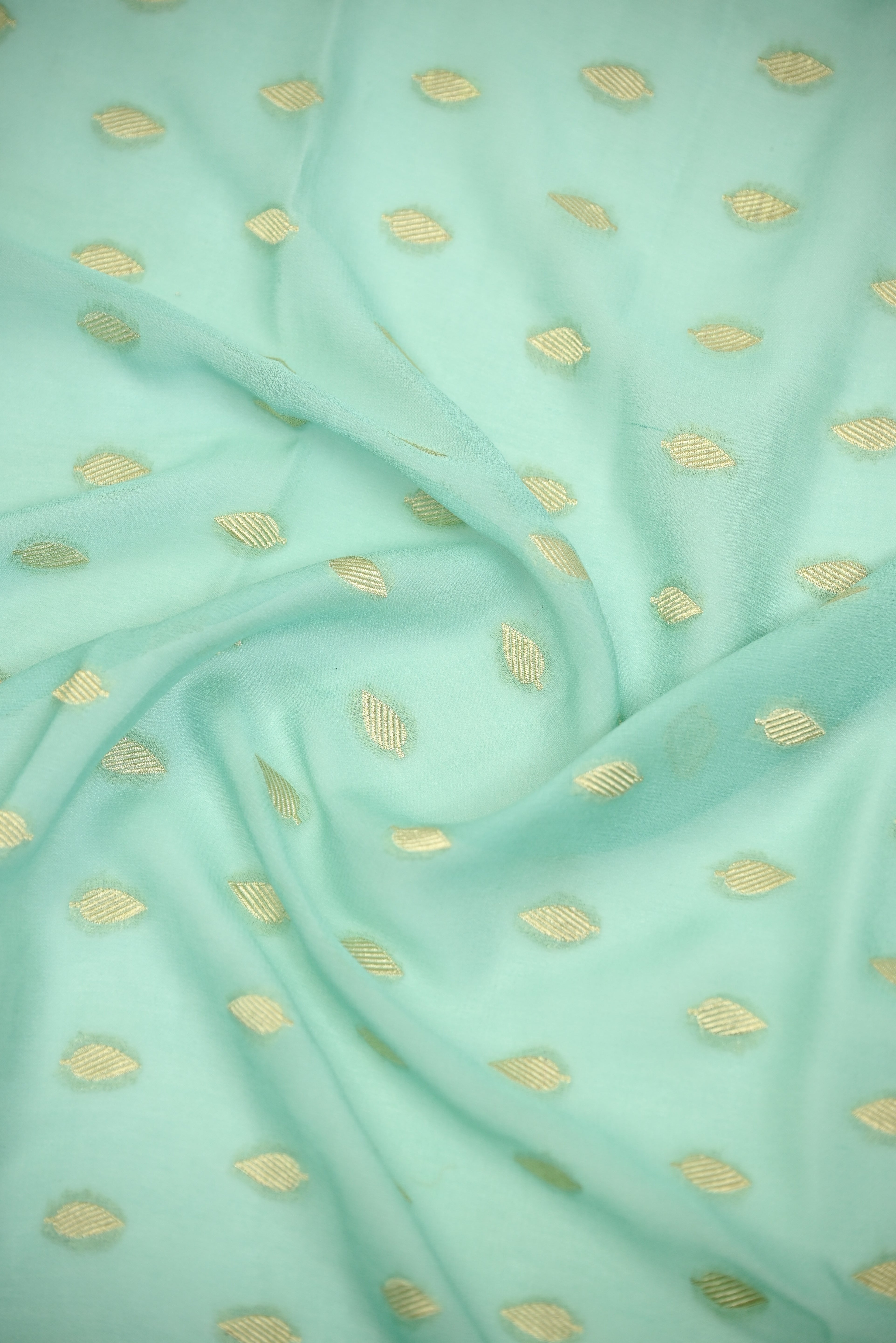 Sea Green Booti Khaddi Georgette Handloom Banarasi Suit - Sacred Weaves