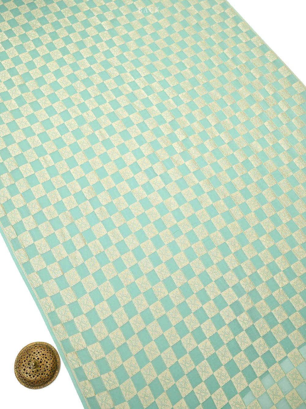 Sea Green Booti Khaddi Georgette Handloom Banarasi Suit - Sacred Weaves