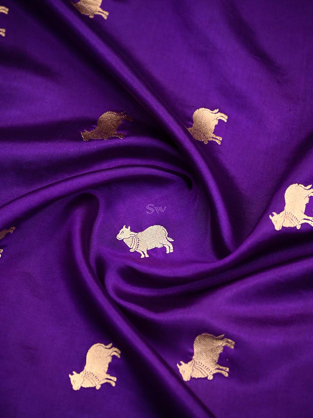 Purple Shikargah Katan Silk Handloom Banarasi Dupatta - Sacred Weaves