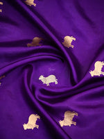 Purple Shikargah Katan Silk Handloom Banarasi Dupatta - Sacred Weaves
