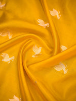 Yellow Shikargah Katan Silk Handloom Banarasi Dupatta - Sacred Weaves
