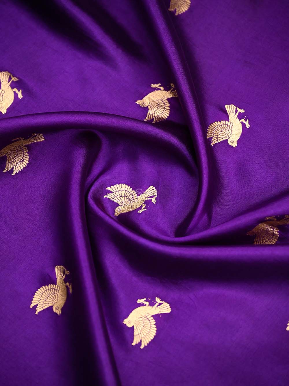 Purple Shikargah Katan Silk Handloom Banarasi Dupatta - Sacred Weaves