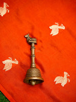 Orange Shikargah Katan Silk Handloom Banarasi Dupatta - Sacred Weaves