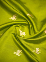 Green Shikargah Katan Silk Handloom Banarasi Dupatta - Sacred Weaves