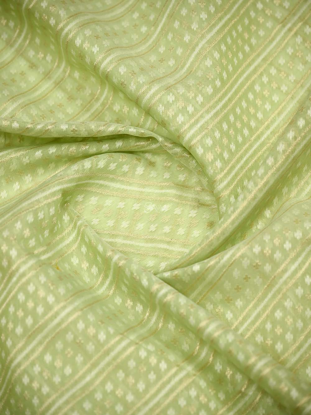 Sea Green Zari Cotton Saree - Sacred Weaves