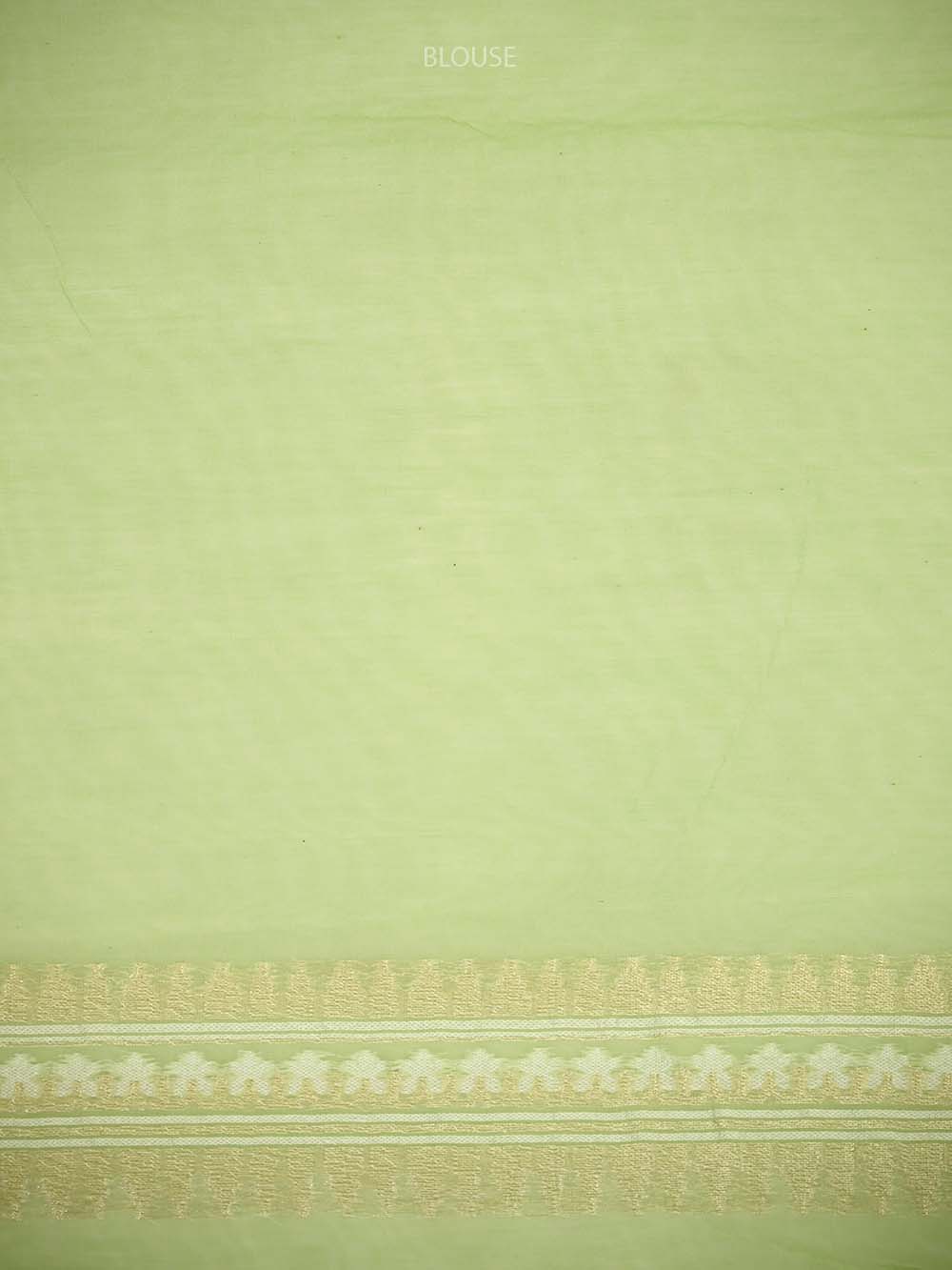 Sea Green Zari Cotton Saree - Sacred Weaves