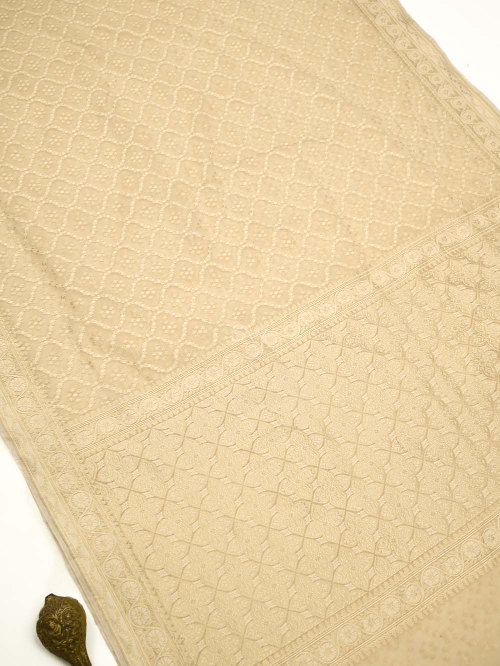 Cream Zari Cotton Saree - Sacred Weaves