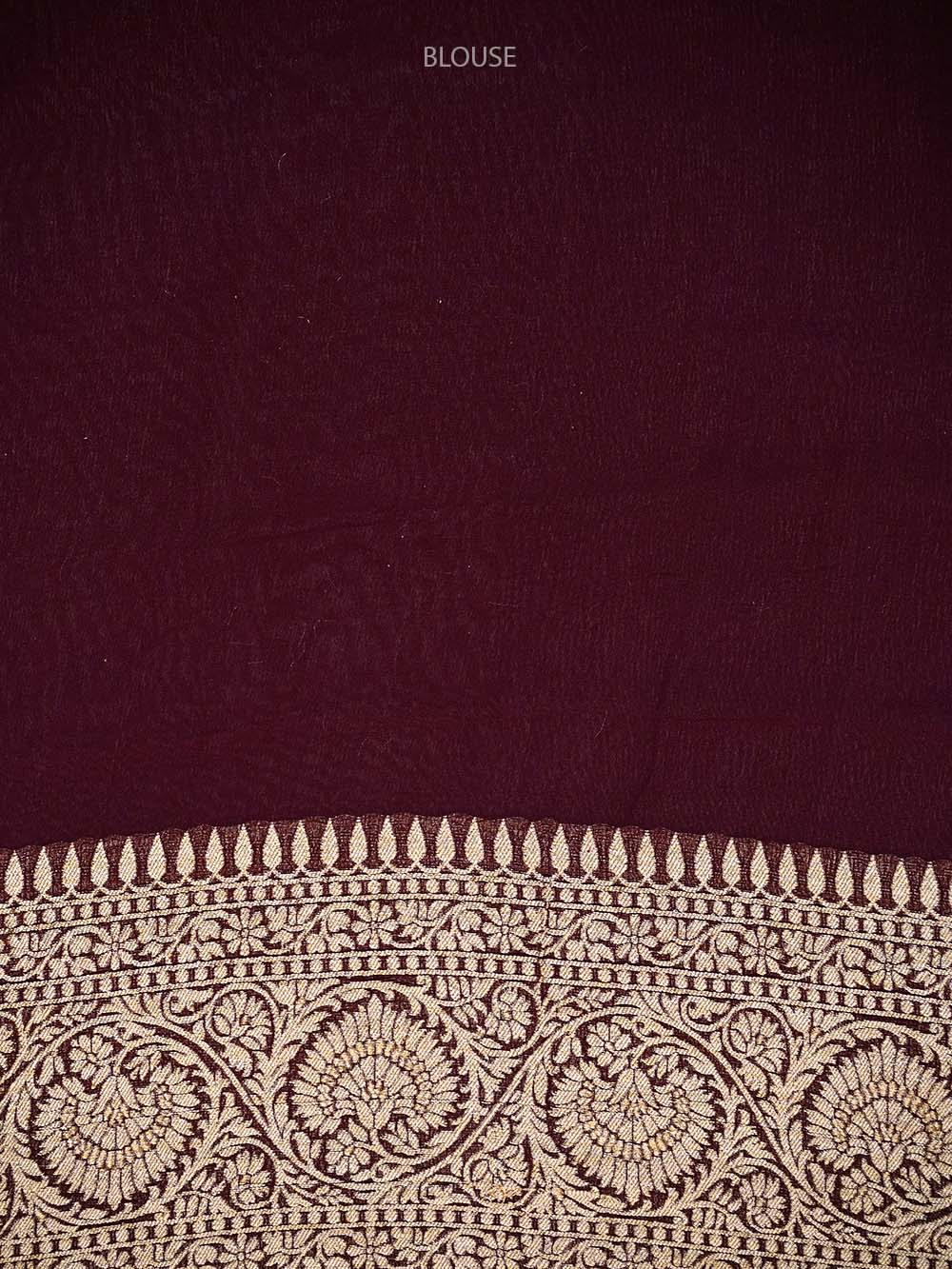 Wine Booti Khaddi Georgette Handloom Banarasi Saree - Sacred Weaves