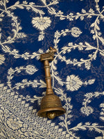 Blue Jaal Khaddi Georgette Handloom Banarasi Saree - Sacred Weaves