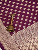 Purple Booti Khaddi Georgette Handloom Banarasi Saree - Sacred Weaves