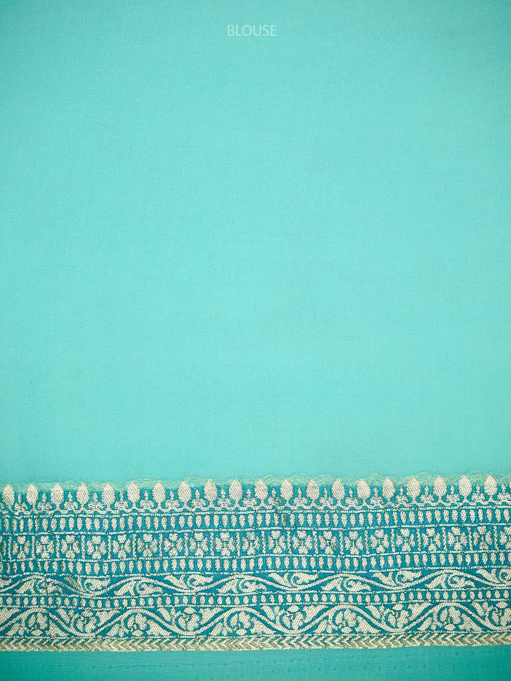 Aqua Blue Rangkat Jaal Khaddi Georgette Handloom Banarasi Saree - Sacred Weaves