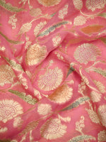 Pastel Pink Rangkat Jaal Khaddi Georgette Handloom Banarasi Saree - Sacred Weaves