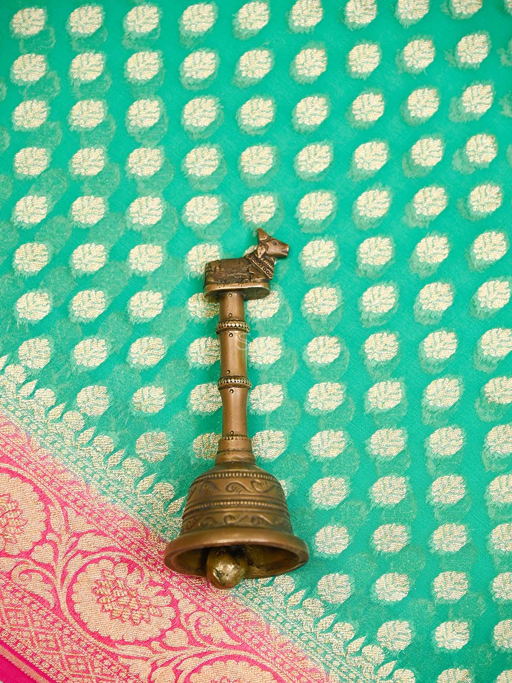 Sea Green Booti Khaddi Georgette Handloom Banarasi Saree - Sacred Weaves