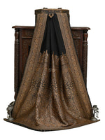 Black Plain Crepe Silk Handloom Banarasi Saree - Sacred Weaves