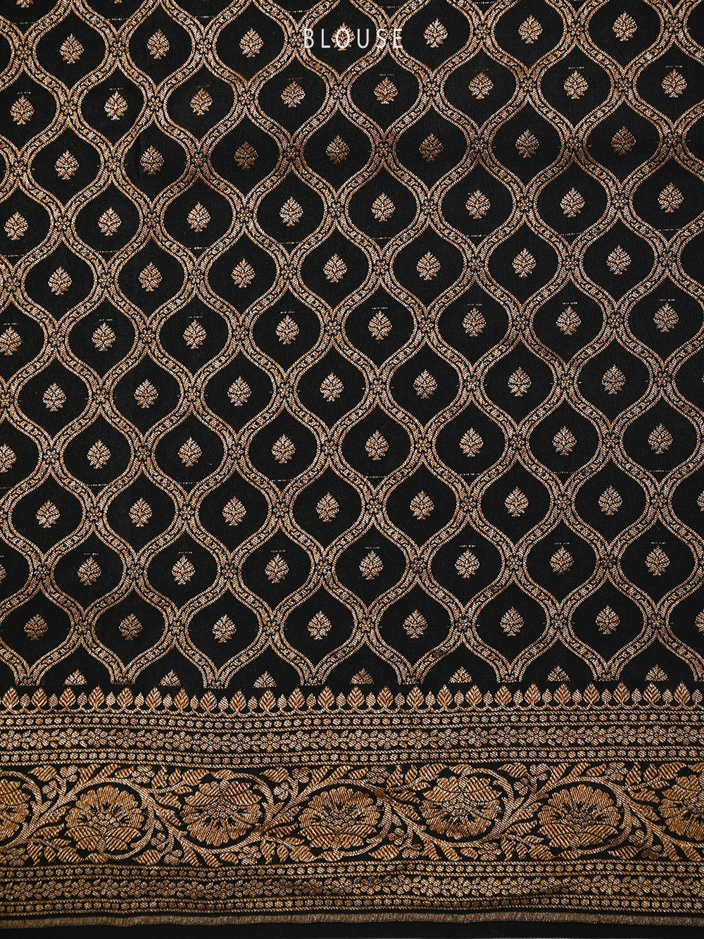 Black Plain Crepe Silk Handloom Banarasi Saree - Sacred Weaves