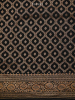 Black Plain Crepe Silk Handloom Banarasi Saree - Sacred Weaves
