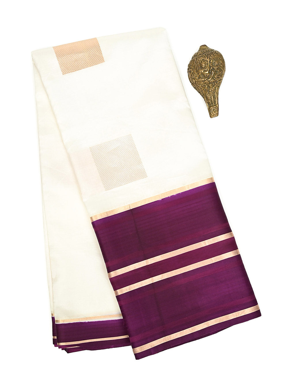 Off White Boota Pure Silk Handloom Banarasi Saree - Sacred Weaves