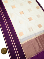 Off White Boota Pure Silk Handloom Banarasi Saree - Sacred Weaves