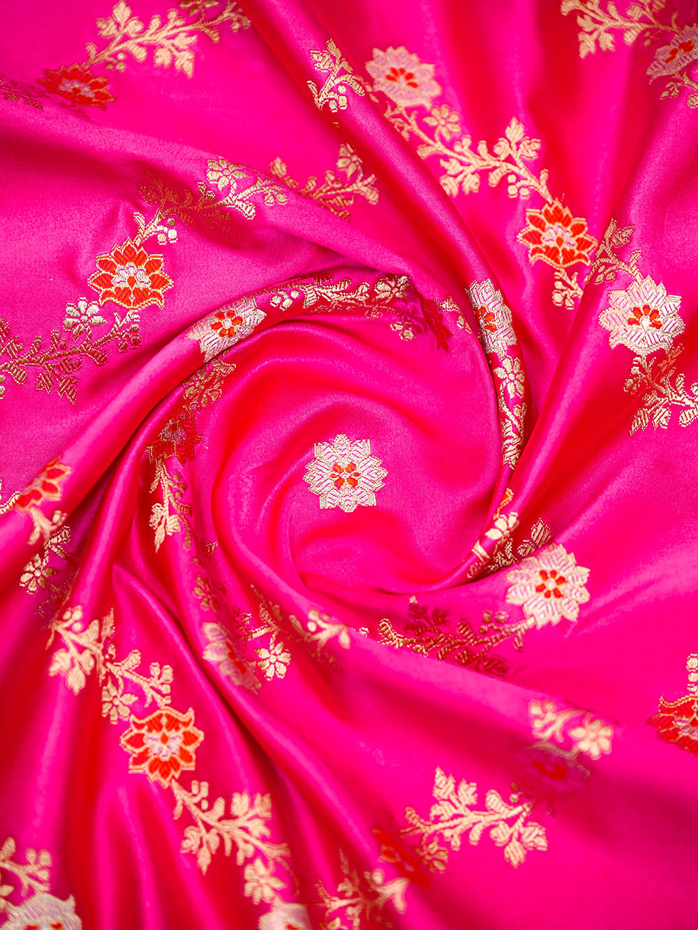 Magenta Meenakari Satin Silk Handloom Banarasi Lehenga - Sacred Weaves